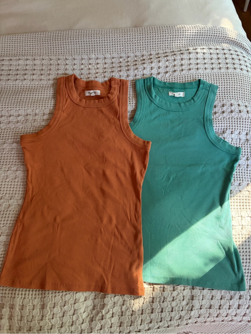 Madewell Set of 2 Brightside Tank Tops - Orange and Teal